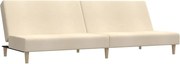 vidaXL Canapea extensibilă cu 2 locuri, crem, material textil