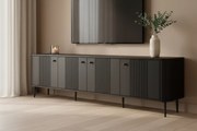 Comodă TV Vesper 4D 187 cm - negru / picioare negre