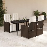 vidaXL Set mobilier de grădină, 5 piese, cu perne, maro, poliratan