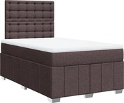 vidaXL Pat box spring cu saltea, maro închis, 120x200 cm, textil