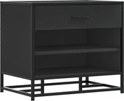 vidaXL Bancă de pantofi neagră 60x40x53,5 cm lemn și metal prelucrat