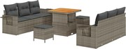 vidaXL Set de canapele pentru grădină cu pernă 9 pcs Gri poliratan