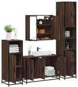 vidaXL Set de mobilier de baie din 4 piese din lemn de stejar maro