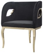 Fotoliu tapitat Morello negru/gold – H78 cm