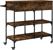 vidaXL Cărucior de bucătărie stejar fumuriu 105x42x95cm lemn prelucrat