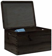 vidaXL Cutie din lemn cu capac și mânere negru lemn masiv de pin