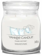 Lumânare parfumată Yankee Candle Signature în borcan, medie, Clean Cotton, 368 g
