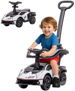 AIYAPLAY Mașină de împins pentru copii porteur pentru copii 1-3 ani multi-echipată cu mâner de împingere, klaxon și volan, Alb | Aosom Romania