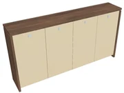 Dulap mediu pentru haine Verno 248 x 46 x 130 cm, uși de sticlă, nuc / vanilie