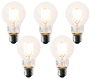 Set de 5 becuri LED E27 A60 transparente 6W 630lm 2200K