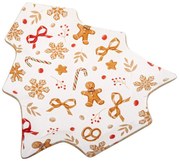 Farfurie albă pentru servire din sticlă cu model de Crăciun Gingerbread – Dakls