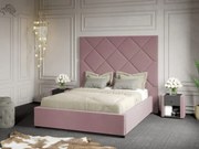 Pat Tapitat cu Panou 191x170 C2 Dubai cu somiera fixa Roz - Velluto 14 140x200