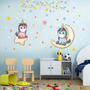 Sticker perete Unicorn pe Luna