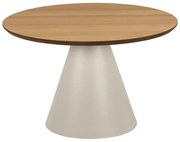 Măsuță de cafea crem/în culoare naturală rotundă cu blat cu aspect de lemn de stejar ø 65 cm Soli – Actona