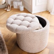 Taburete cu spatiu de depozitare Modern Barock 50cm, boucle champagne