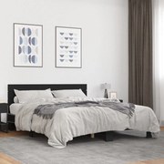 vidaXL Cadru de pat, negru, 150x200 cm, lemn prelucrat și metal