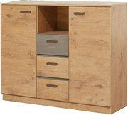 Comoda EFFECT, stejar lancelot/gri, PAL, 130x42x105 cm