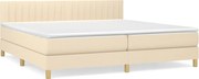 vidaXL Pat box spring cu saltea, crem, 200x200 cm, textil