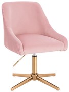 HR920CROSS Scaun Roz Pudra din Catifea cu Bază Aurie