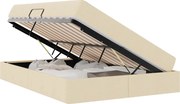 vidaXL Pat cu saltea și spațiu de depozitare Crem 140 x 190 cm