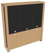 Dulap înalt Verno+ 200 x 46 x 210 cm, uși combinate, stejar deschis / negru