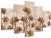 Tablou cu abstracția florilor - maro (150x105 cm)