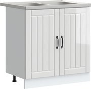 vidaXL Dulap baza chiuvetă cu ușă Lucca 2 pcs Alb lucios Lemn compozit