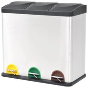 vidaXL Coș gunoi cu pedale pentru reciclare, oțel inoxidabil, 54 L