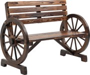 Outsunny Banca Country Fonta 127×60×85 cm – 2‑locuri cu Cotiere Rotative Neagra | Aosom Romania