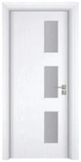 Usa Interior din MDF Novo Doors ND316, Cadru din Lemn Masiv, Geam Sablat, KIT COMPLET, Toc , Manere si balamale incluse (Culoare: Alb, Toc: Reglabil