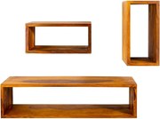 Set 3 rafturi de perete din lemn masiv Sheesham, HEMINGWAY