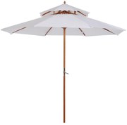 Outsunny Umbrelă de Grădină cu Dublu Acoperiș Impermeabil, Structură din Lemn, Crem, Φ2.7×2.6m | Aosom Romania