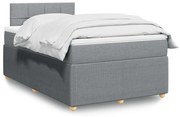 vidaXL Pat box spring cu saltea, gri deschis, 120x190 cm, textil