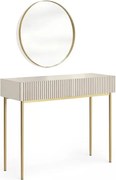 Masa de toaletă cu oglindă aurie Nicole 60 cm - cașmir / picioare aurii