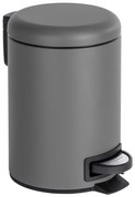 Coș de baie LEMAN MATT, recipient pentru gunoi, 3 l, WENKO, gri