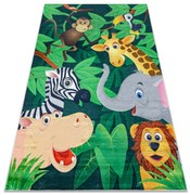 BAMBINO 2705 covor lavabil Animale, Africa pentru copii anti-alunecare - verde / maro