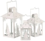 Set de felinare metalice Copaci 3 buc., alb