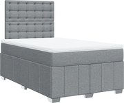 vidaXL Pat box spring cu saltea, gri deschis, 120x190 cm, textil