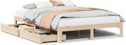 vidaXL Cadru de pat cu sertare, 140x190 cm, lemn masiv de pin