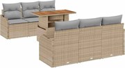 vidaXL Set de canapele pentru grădină 7 pcs Beige și gri deschis