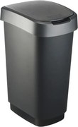 ROTHO Coş de gunoi SWING TWIST, negru şi argintiu 50 l