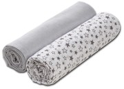 Set 2 paturici muselina 110x100 cm Kidizi Grey Stars, 100% bumbac