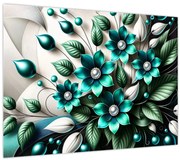 Tablou - Flori turcoaz 3D (70x50 cm)