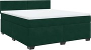 vidaXL Pat box spring cu saltea, verde închis, 180x200 cm, catifea