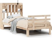 vidaXL Pat cu bibliotecă fără saltea, 100x200 cm, lemn masiv pin