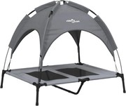 vidaXL Pat de câini cu baldachin, antracit, țesătură Oxford și oțel