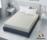 Cearceaf de pat crem cu elastic Evostar bumbac100% ranforce /90x200 cm dimensiune standard