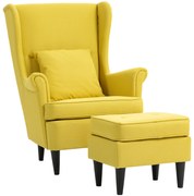 HOMCOM Fotoliu cu Taburet Asortat în Stil Contemporan Galben | Aosom Romania
