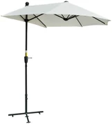 Outsunny Umbrelă Semicirculară Dublă de Perete cu Deschidere cu Manivelă și Suport în Cruce, 200x190x240 cm, Crem | Aosom Romania