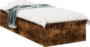 vidaXL Cadru pat fără saltea, stejar fumuriu 75x190 cm lemn prelucrat